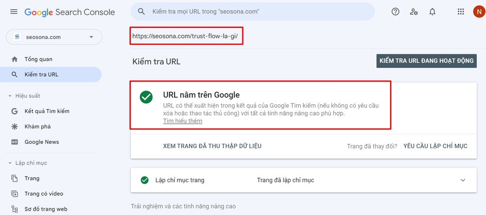 Cách submit URL lên Google chỉ trong 5 phút 19 Kết quả kiểm tra bằng Google Search Console