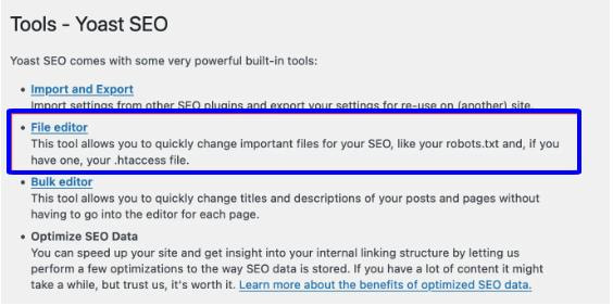 Robots.txt là gì? 3 bước tạo file robot.txt cho website wordpress 27 Nhấp vào 'File editor' trên giao diện wordpress