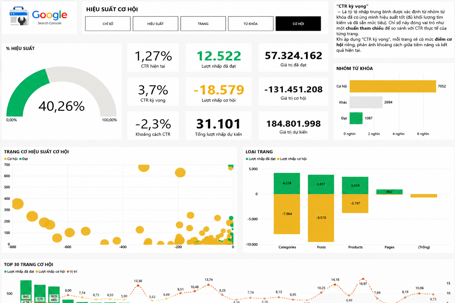 Mẫu Report Google Search Console